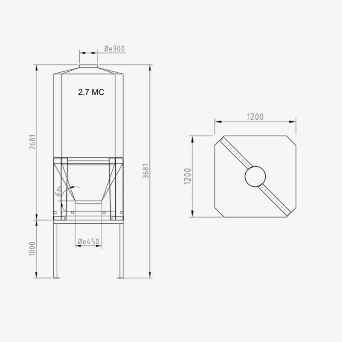 Silos en fibra de vidrio Mod. CUBO2,7 - Imagen 2